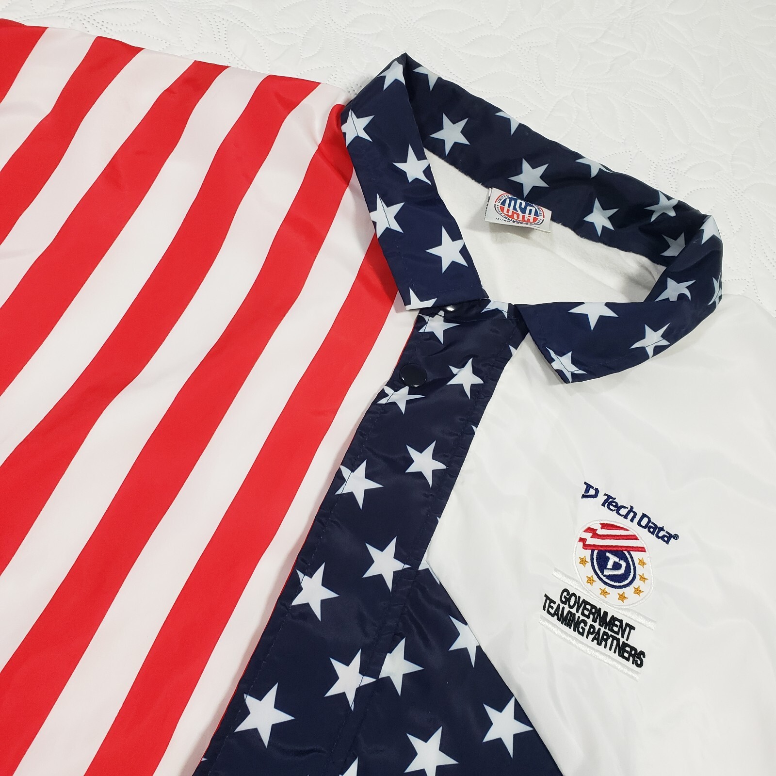 Vintage Tech Data Jacket Size Large American Flag… - image 7
