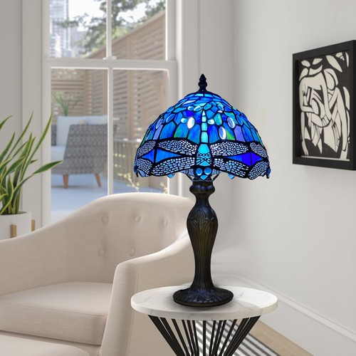 Tiffany Style Table Lamp Handcrafted Art Bedside Light Desk Lamps Stained Glass - Picture 20 of 21