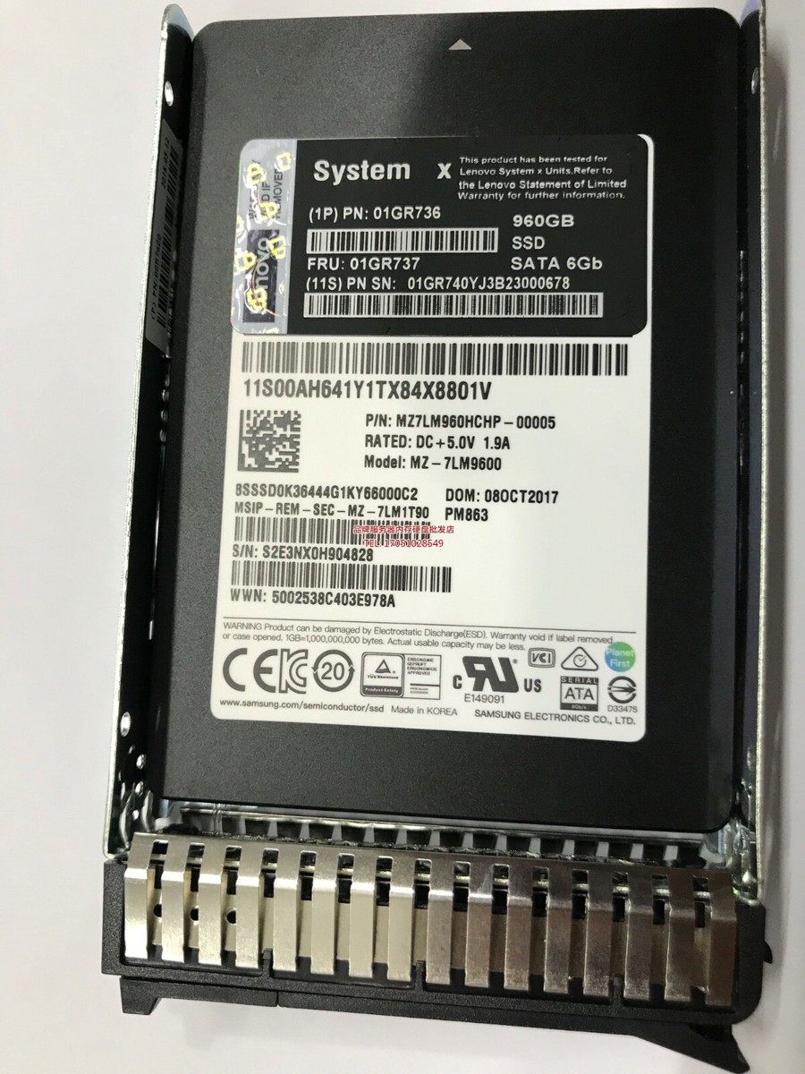1 of Lenovo IBM X3550 X3650 M5 X3850 X6 01GR736 01GR737 960GB SSD