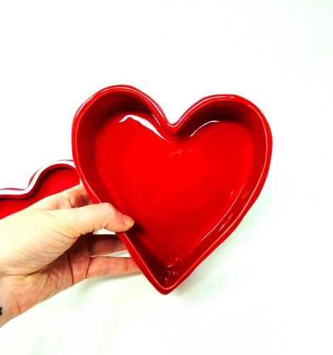 Rae Dunn Be Mine Heart Shaped Jewelry Valentines Box Red Ceramic New - Picture 4 of 6