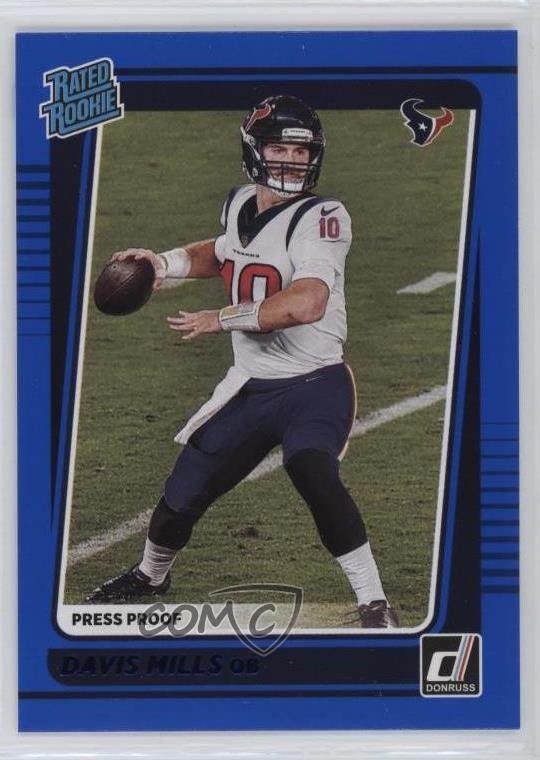 2021 Panini Donruss Rated Press Proof Blue Davis Mills #273 Rookie RC 19am