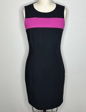 Calvin Klein Sleeveless Sheath Dress size 8 - Black/Magenta Stripe