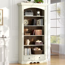 71 Tall Arched Bookcase with Stroage, Farmhouse 5-Tier Arch Bookshelf with ...