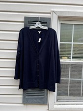 NWT Talbots Navy Blue V-Neck Long Sleeve Cardigan and stripe sweater bundle 3X