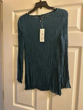 NWT Eileen Fisher Aegean Crinkled Sheer Silk Georgette Bateau Neck Tunic Size 2X