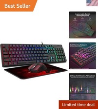 S107 RGB Mechanical Gaming Keyboard  Adjustable DPI Mouse - Plug  Play