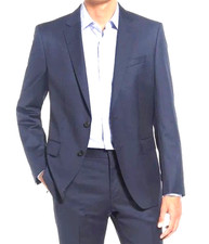 Hugo Boss Blazer Size 44 Long Blue Virgin Wool Super 110 Slim Fit H Huge 224
