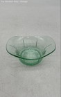Green Depression Glass Oval Embossed Base Handled Dessert Fruit Serving Bowl — photo 2