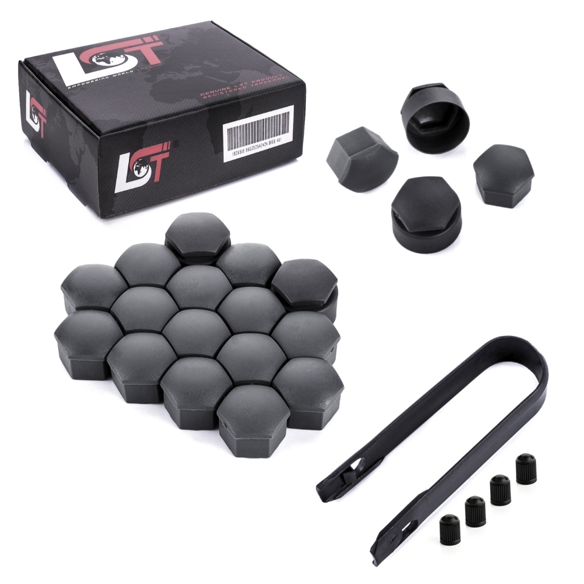 20X Wheel Nut Covers Set 17 Mm Theft Resistant Anthracite For Fiat