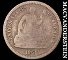1861 Silver Seated Liberty Half Dime - Scarce  Better Date  No Reserve  #J8515