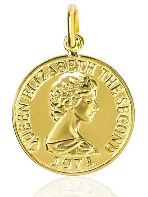 Jewelico K18 18K Gold Münze Anhänger Charm Halskette Top Made in Japan