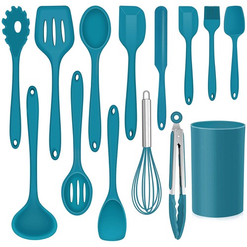 14 Pcs Cooking Utensils Set with Holder Heat Resistant Silicone Kitchen Cookw...