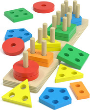 Montessori Toys for 1 2 Year Old Girl and Boy Birthday Gifts, Shape Sorter Woode