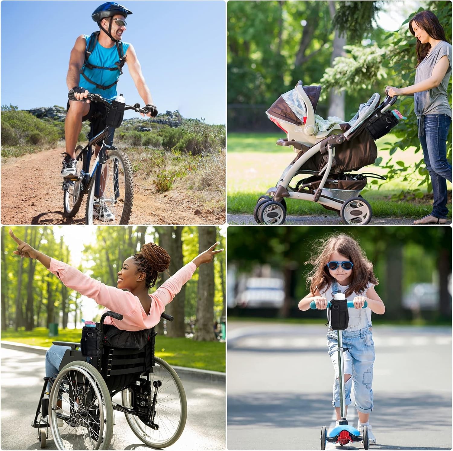 Bike Cup Holder Water Bottle Holder Handlebar with Mesh Pockets Univers