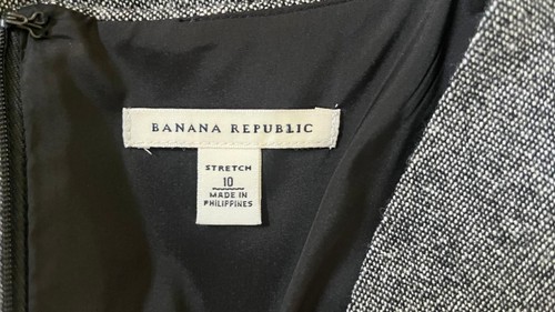 Banana Republic Größe 10 Tweed schwarz grau RicRac schwarzes Band Kleid 10 - Bild 5 von 5
