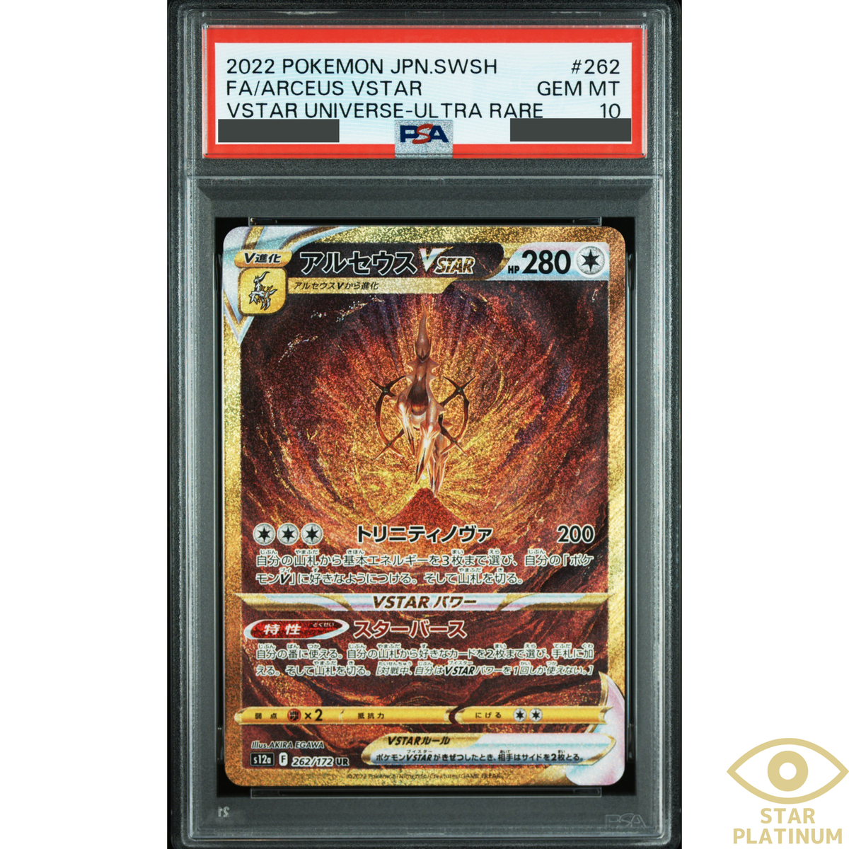 PSA 10 Arceus VSTAR SAR 262/172 s12a Japanese Pokemon Card Vstar