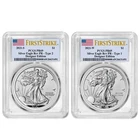 2021 Reverse Proof $1 American Silver Eagle Designer 2pc Set PCGS PR69 FS Flag