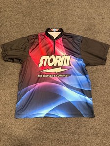 Storm 1/4 Zip Bowling Shirt Jersey Black Mens 2XL Made in the USA