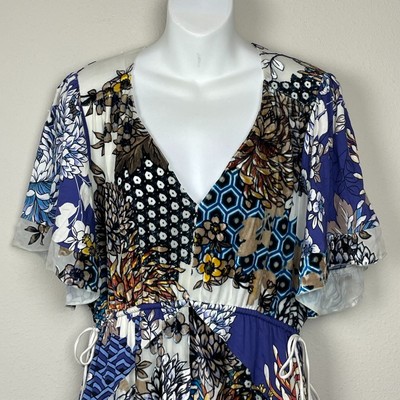 Hale Bob Maxi Dress Size M Boho Velvet Burnout Floral Festival Slit Viscos  Blend | eBay
