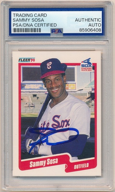 SAMMY SOSA 1990 FLEER #548 RC ROOKIE SIGNED AUTOGRAPH PSA AUTHENTIC AUTO SP