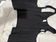 Women  s XS Waist Trainer Black Full Body Shapewear Zip Front Adjustable Strap