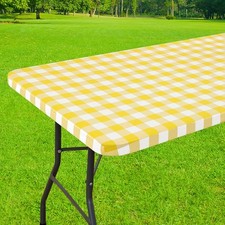 Rectangle Picnic Table Cloth Elastic Waterproof Fitted Vinyl Tablecloths