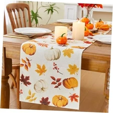 Table Runner Pumpkins Maple Leaf Runner for Table Seasonal 13*72 Inch Fall