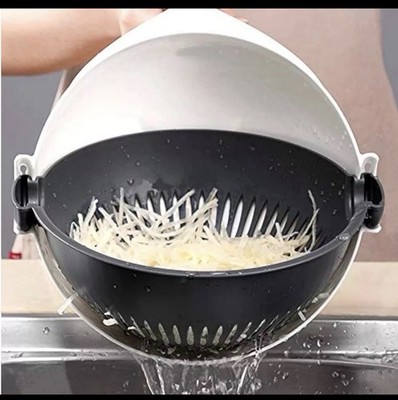Rotating Vegetable Cutter with Drain Basket, Kitchen Food Slicer Grater Shredder