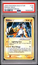 2005 POKEMON GOLD STAR RAIKOU-HOLO EX UNSEEN FORCES #114 PSA 5