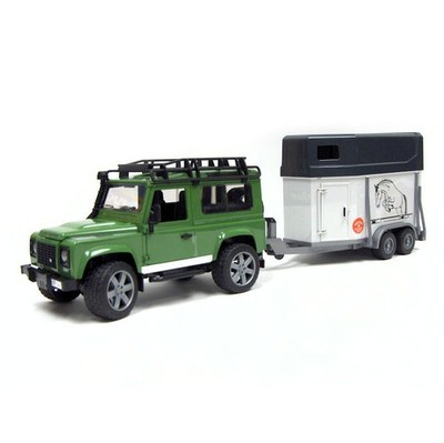 Land Rover Defender SUV With Horse Trailer And Horse By Bruder 2592