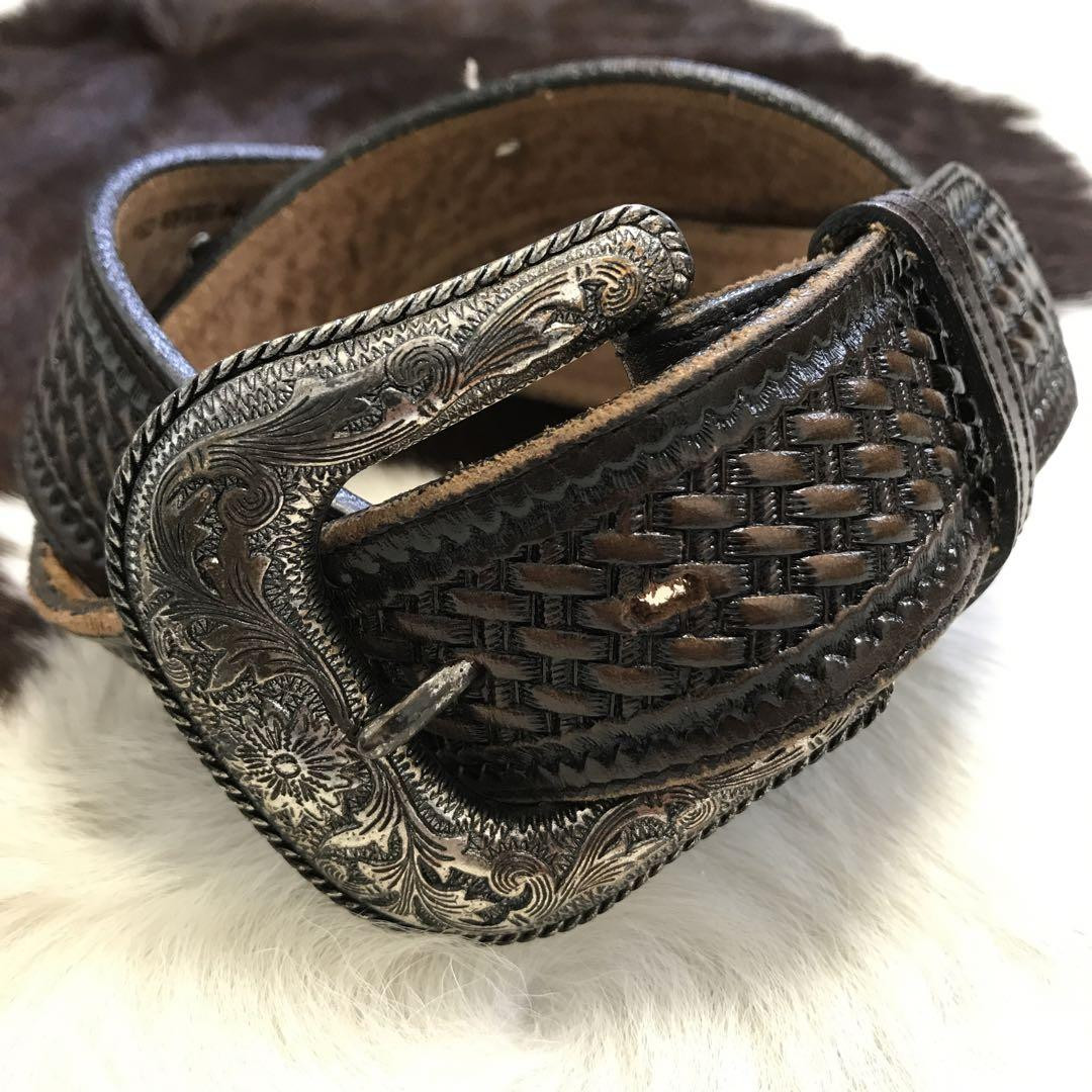Nocona Dark Brown Genuine Leather Western Belt Size 28 Made in USA