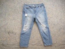 Old Navy High Rise OG Straight Jeans Womens 18 Blue Wash Distressed Stretch