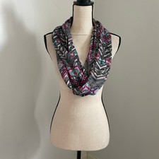 Geometric Chevron Infinity Scarf Pink Teal Black Tribal Print Boho Chic Festival