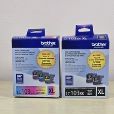 Genuine Brother LC103CL XL Color LC103BK XL Black Ink Cartridge Set - New