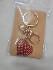 Ladies Red Heart Keychain Bag Charm Purse Charm Shiny Accessory Rhinestones