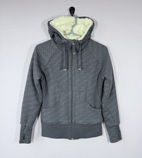 ZELLA Women's Small Plush Fleece Lined Hoodie Zip Geometric Zigzag Gray NWOT