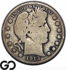 1913 Barber Half Dollar *Highly Scarce Key Date, 188k Minted*