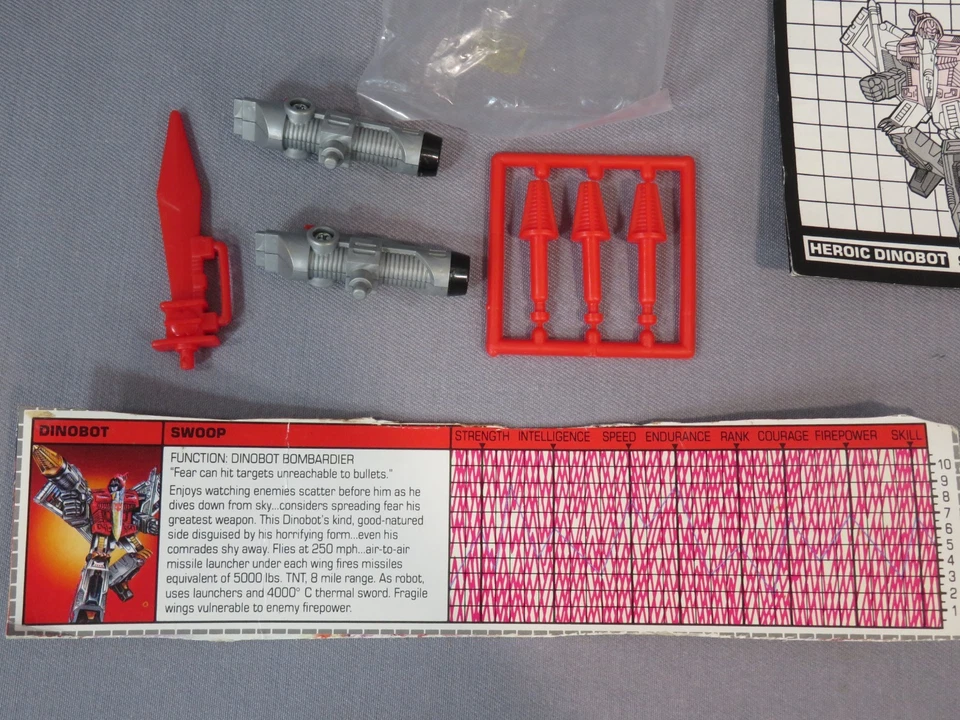 Transformers G1 Dinobot "SWOOP" 100% Complete w/Unused Missiles Hasbro 1985 - Image 2 of 4