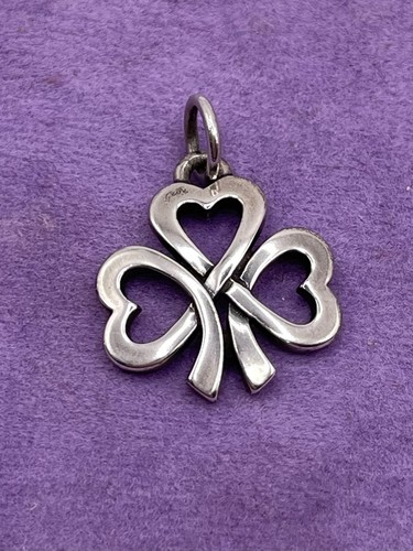 RETIRED James Avery Shamrock 3-Leaf Clover Charm 925 Uncut Loop