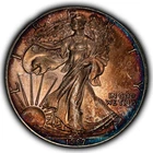1987 1 oz Silver American Eagle - Original Colorful Toning - BU - SKU-E3602