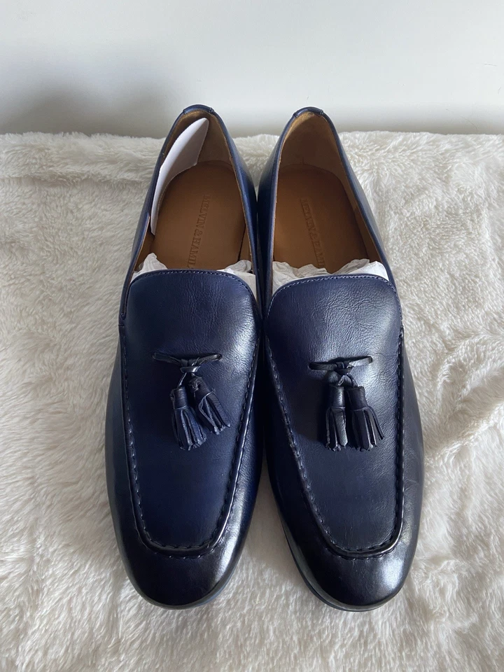 Neu Melvin & Hamilton Herren Slipper Loafers Gr. 44 Blau Leder Quasten NP219,90€ - Bild 1 von 4