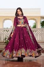 Women Party Wear Lehenga Choli Vichitra Silk Sequin Work Stitched Outfit