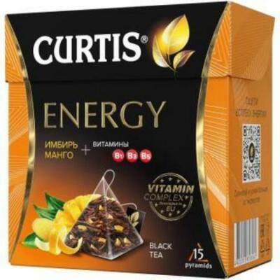 Tee Curtis Pyramide ENERGY Black чёрный чай с имбирём и манго Vitamine B1 B3 B5