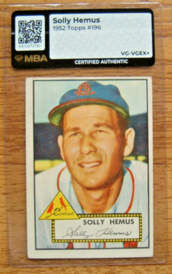 1952 Topps MBA Authentic VG-VGEX+#196 Solly Hemus RC St Louis Cardinal no crease