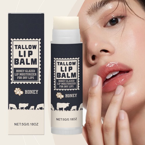 Beef Tallow Lip – Natural Tallow Beeswax – Hydrating Moisturizer Fed Tallow Lip