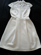 Manito Dress Ladies Ivory White, Lace Back cap sleeve occasion wedding M