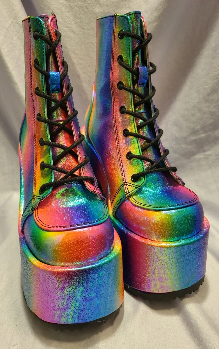 Demonia clearance rainbow boots