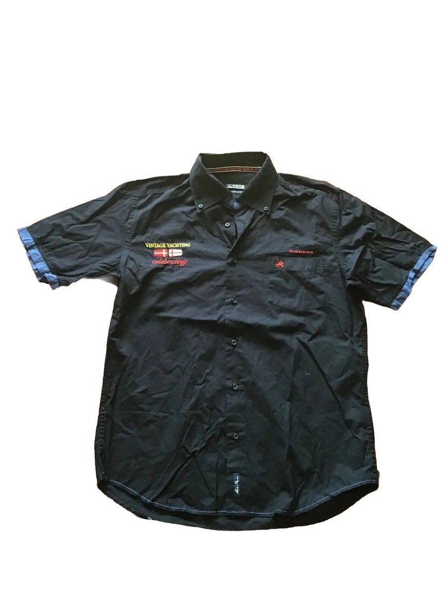 Camicia da uomo RIO NERO Maglia Button Down Manica corta Cotone