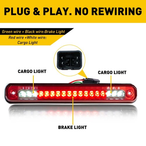 For 1988-1998 GMC Chevy C/K1500 2500 3500 LED Third 3rd Brake Cargo Light Lamp - Picture 7 of 11