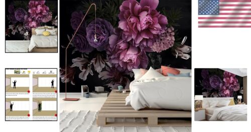 Beautiful Peony Flowers Wall Mural - Large 195"x120" Fabric Wallpaper for Home - Picture 2 of 7